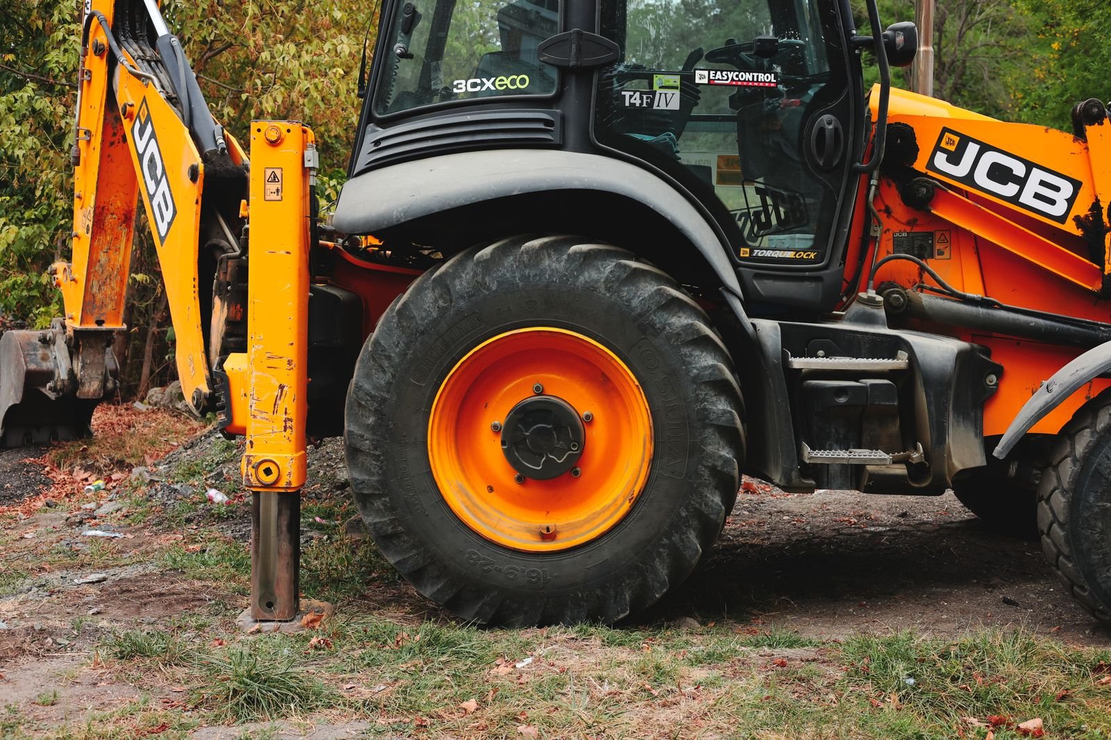 Backhoe loader on a construction site