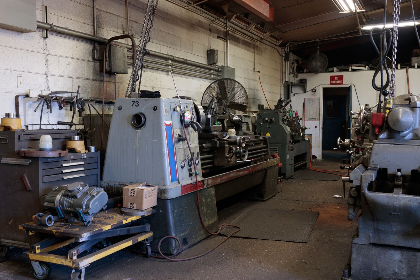Industrial machines on a workshop floor